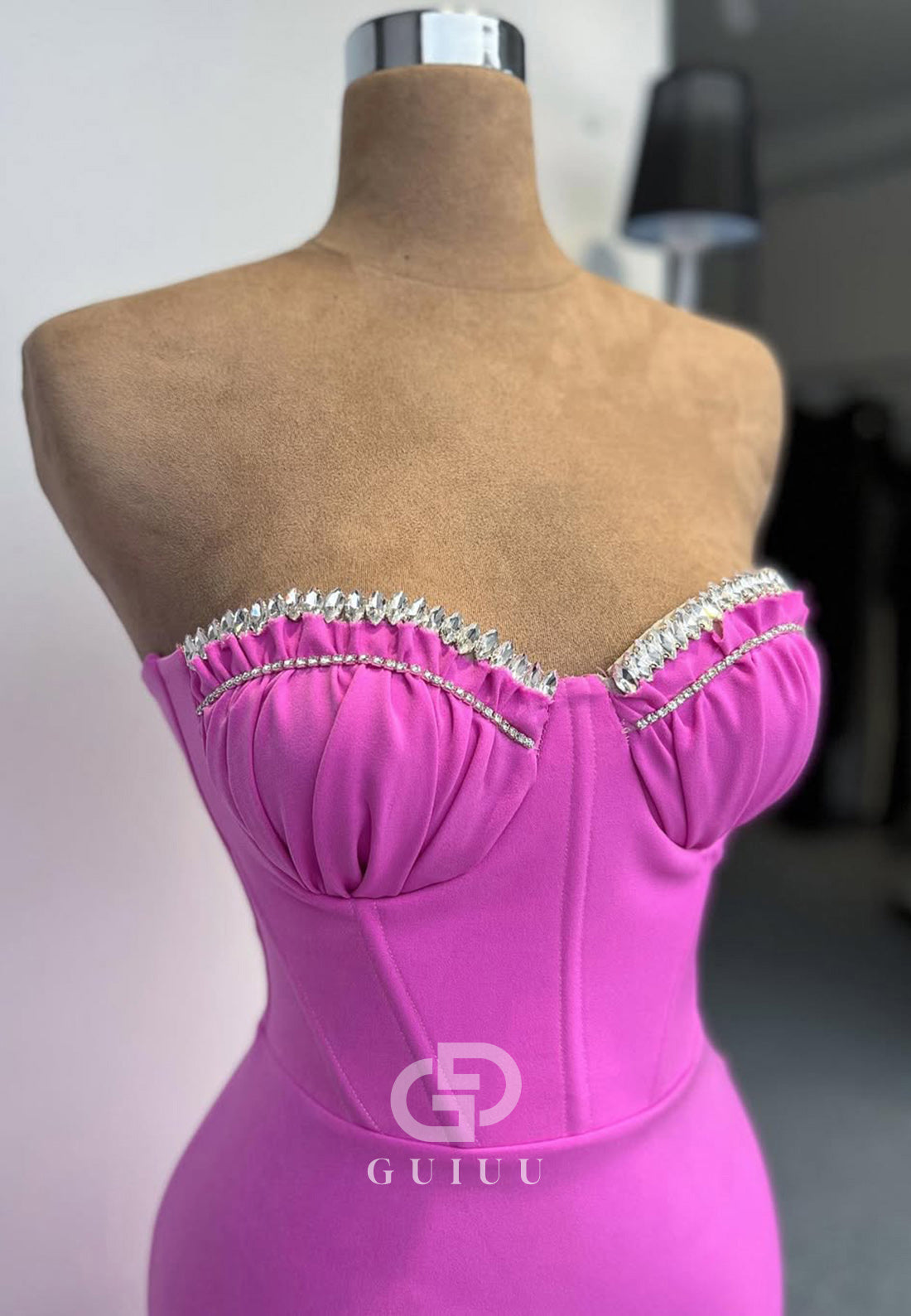 Mermaid Sleeveless Strapless Prom Dress with Pleats Evening Dress