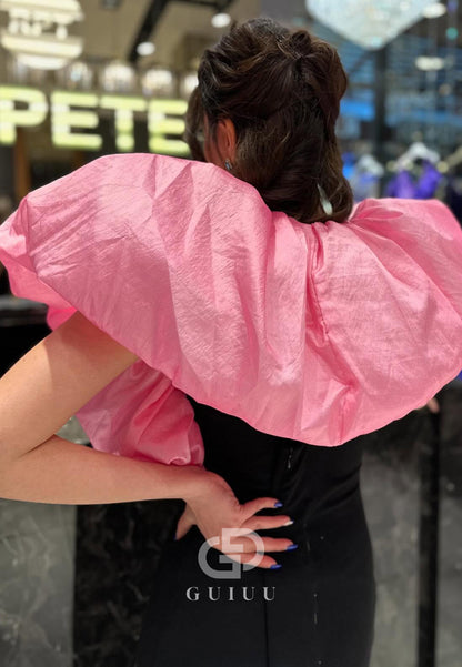 Black Sweetheart Cape Beads Slit Prom Dress