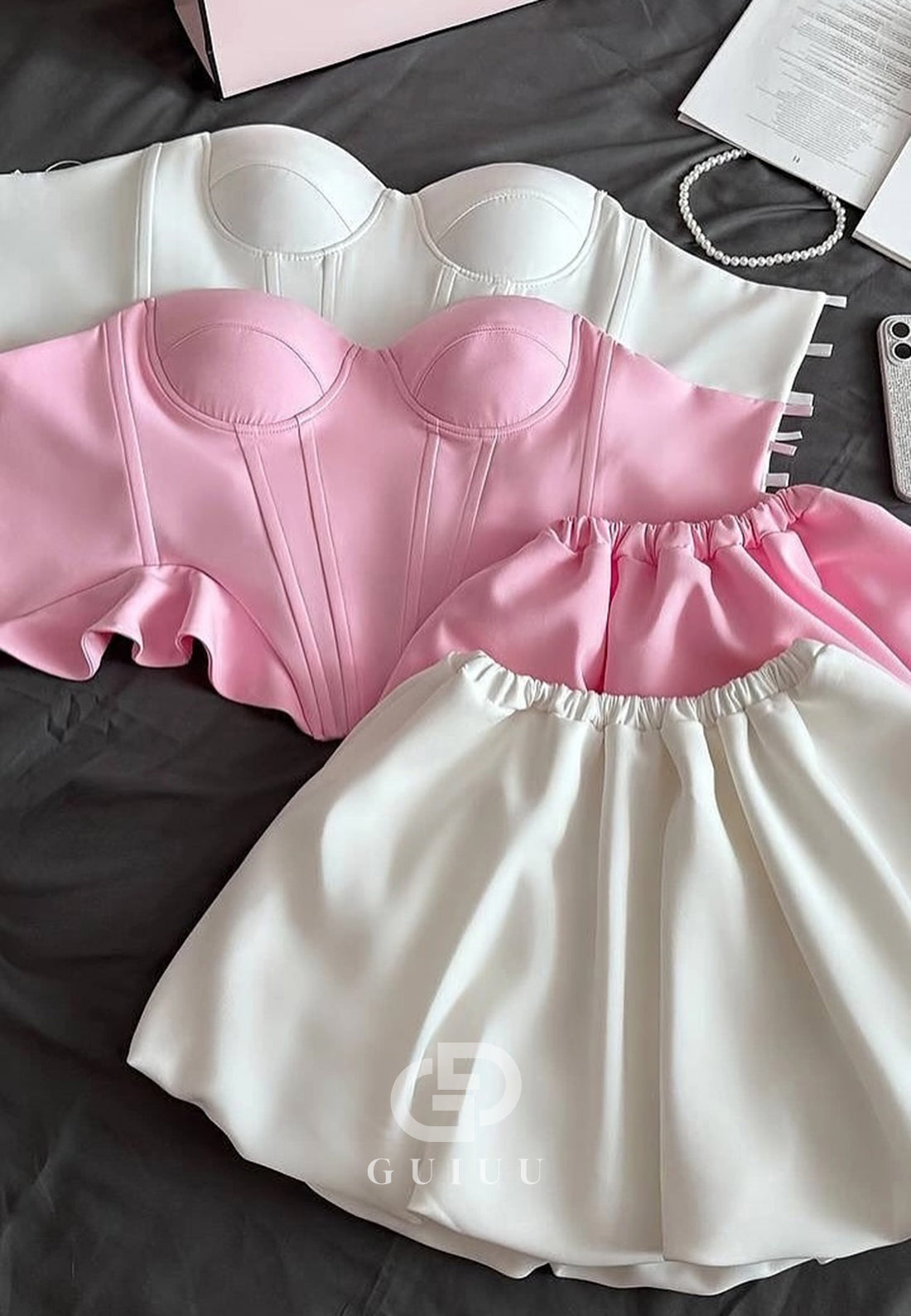 A-Line Strapless Sleeveless Corset Lace-Up Back Homecoming Dress