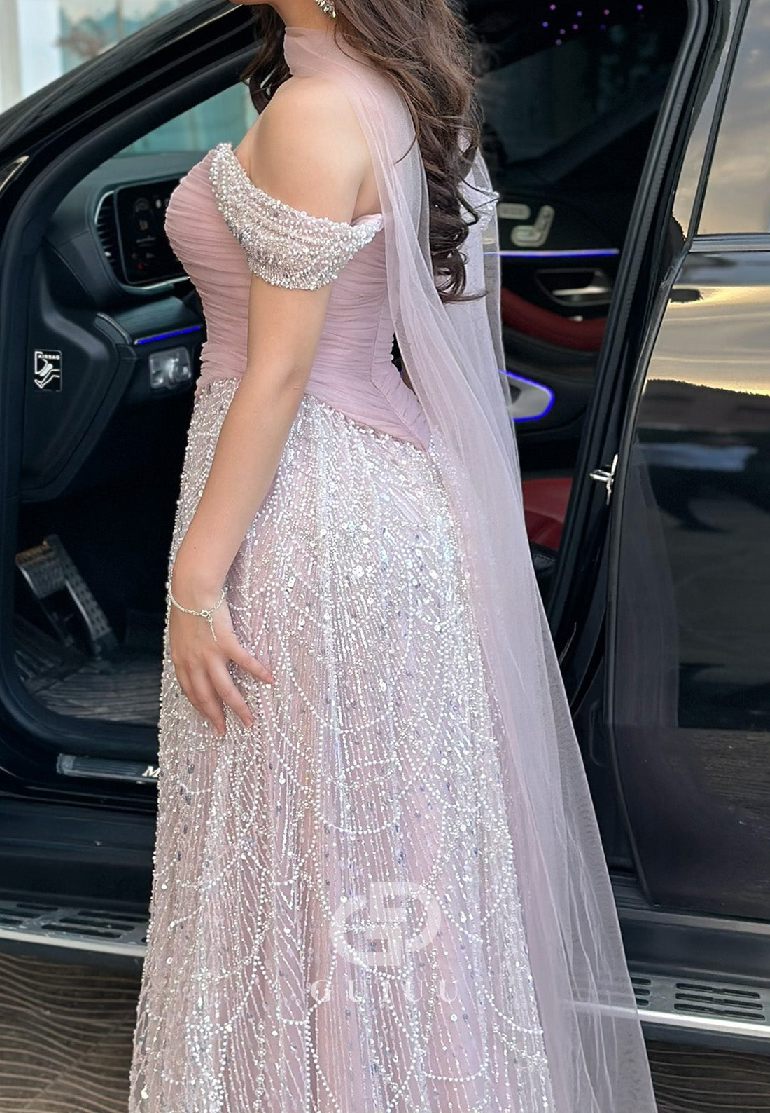 Blushing Pink Sleeveeless Sweetheart Sequins A-Line Prom Dress