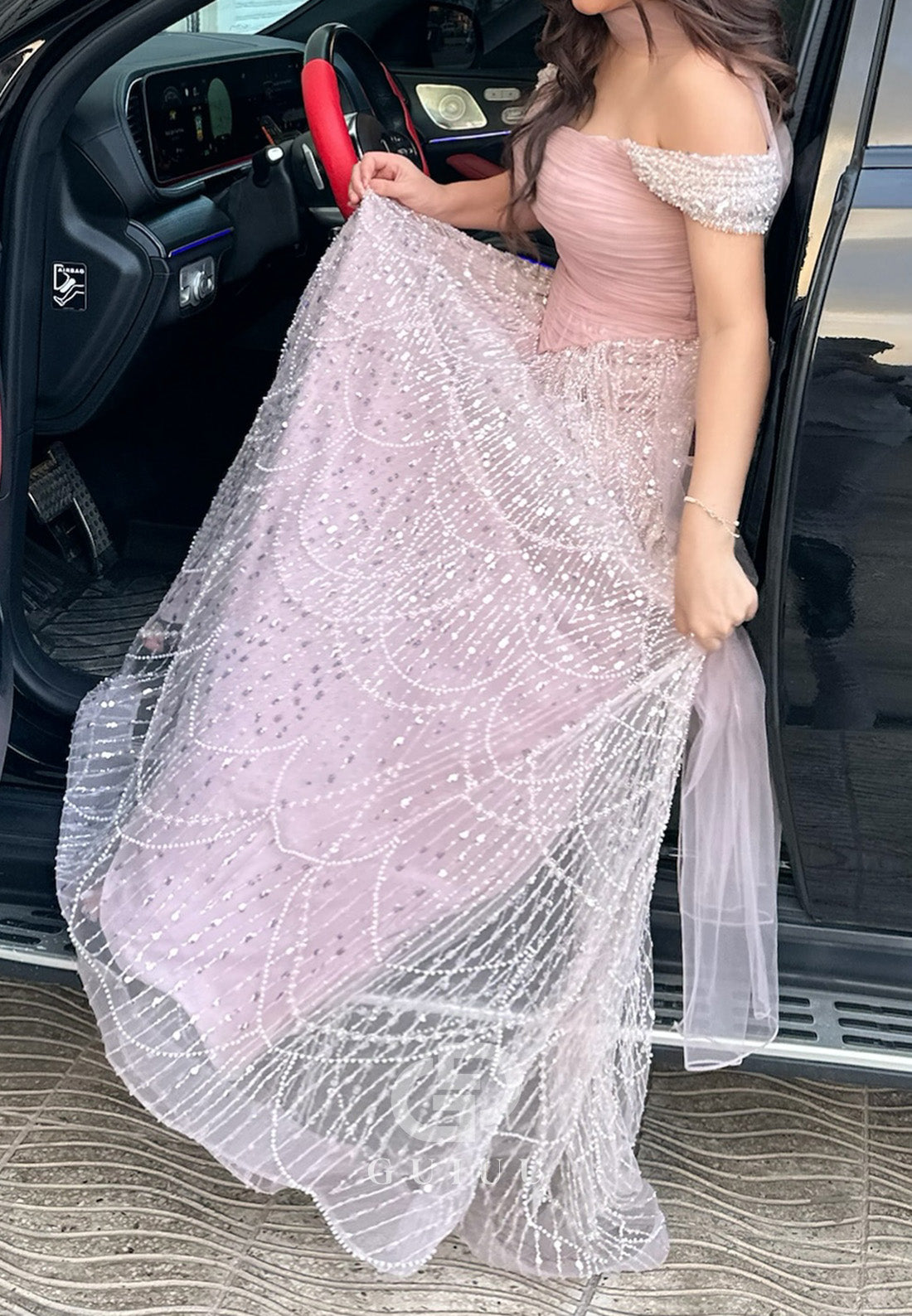 Blushing Pink Sleeveeless Sweetheart Sequins A-Line Prom Dress