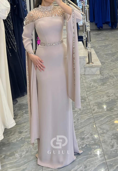 Elegant Cap Sleeves Scoop Empire-Waist Chiffon Evening Dress
