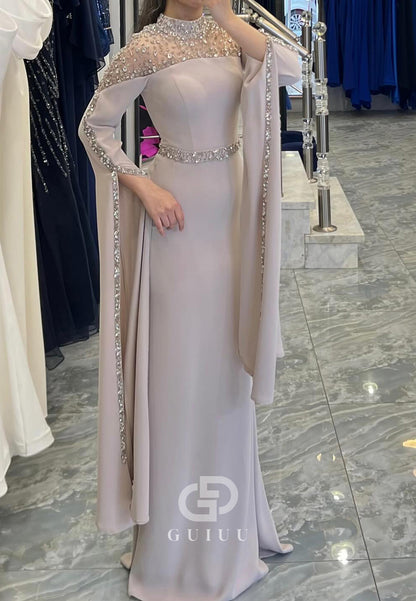 Elegant Cap Sleeves Scoop Empire-Waist Chiffon Evening Dress