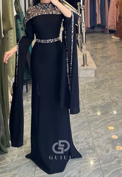 Elegant Cap Sleeves Scoop Empire-Waist Chiffon Evening Dress