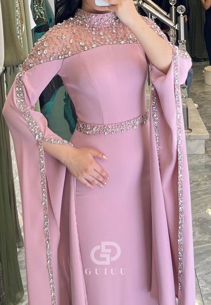 Elegant Cap Sleeves Scoop Empire-Waist Chiffon Evening Dress