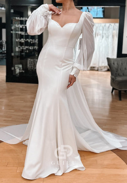 Simple Sweetheart Backless Mermaid Wedding Dress