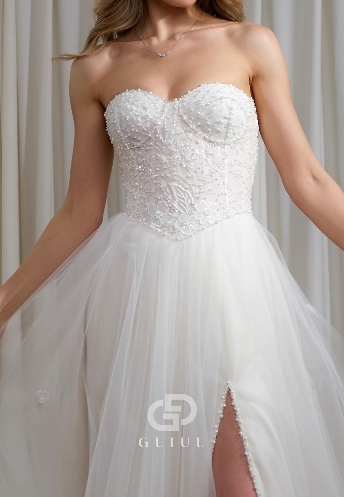 Elegant A-Line Long Sleeves Sweetheart Empire-Waist Lace Wedding Dress