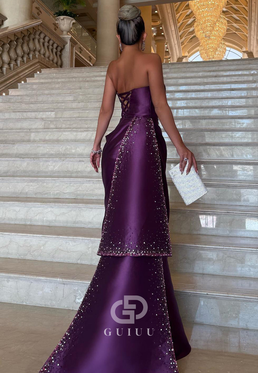 Raspberry A-Line Strapless Sleeveless Ruched Evening Dress