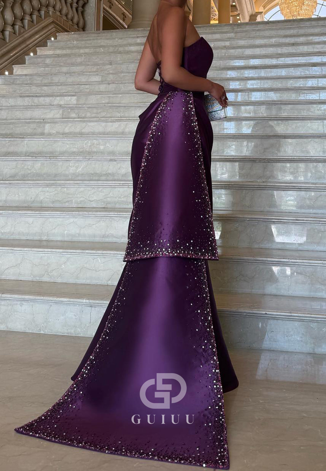 Raspberry A-Line Strapless Sleeveless Ruched Evening Dress