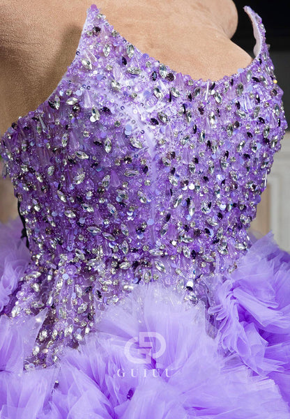 Lilac Sleeveless Scoop Sequins Short Homecoming Party Dress for Black Girl