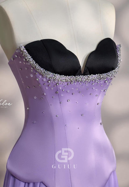 Lilac Sleeveless Strapless Corset A-Line Prom Dress