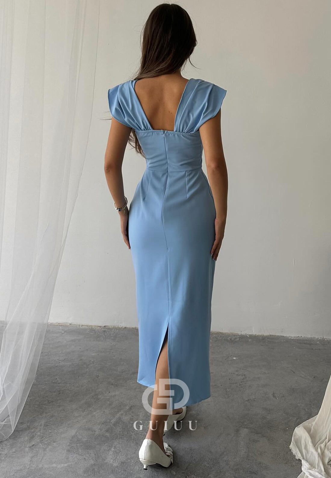 Spaghetti Straps Square Seqins Cocktail Dress