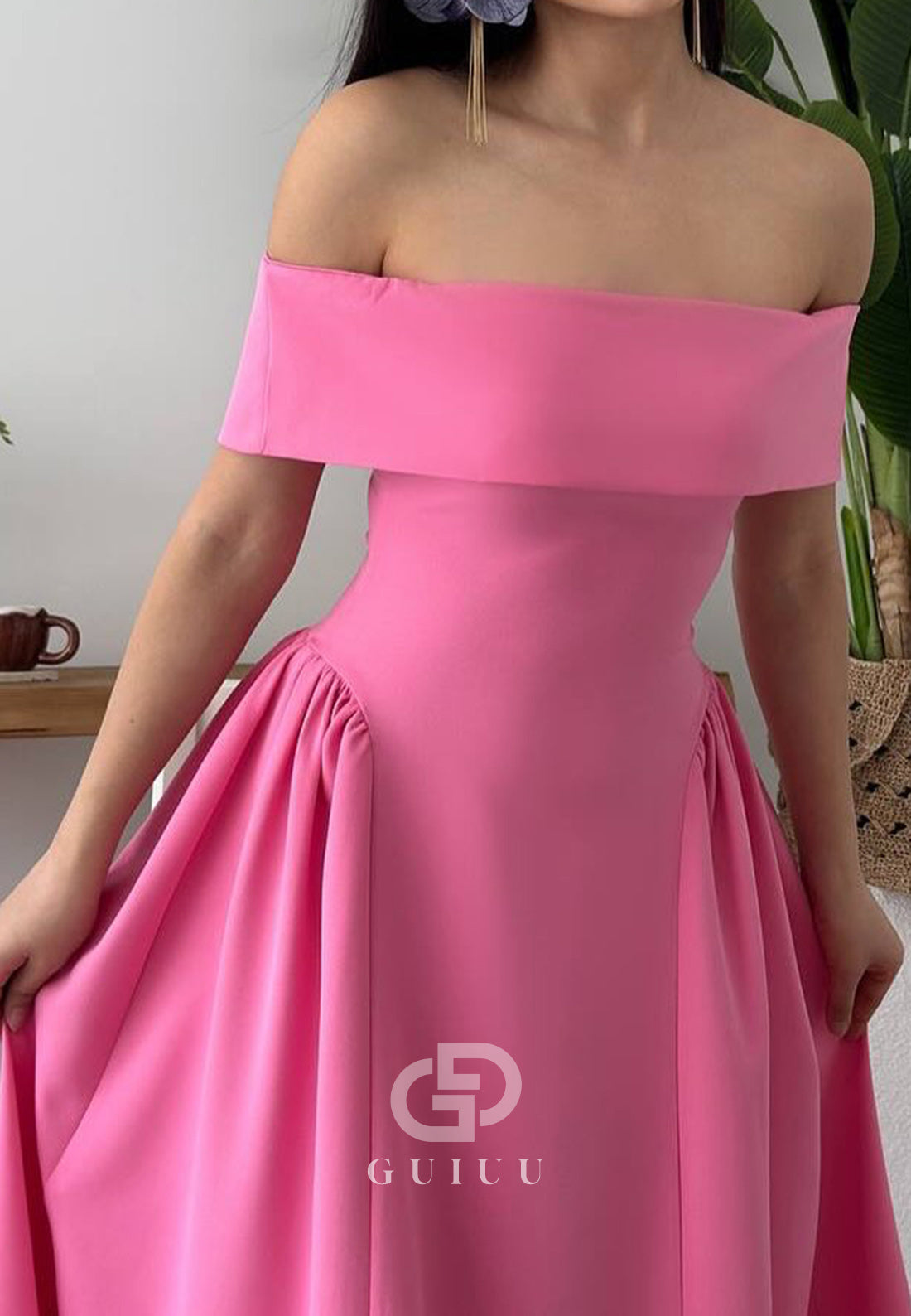 A-Line Off-Shoulder Cap Sleeves Corset Semi-Formal Dress