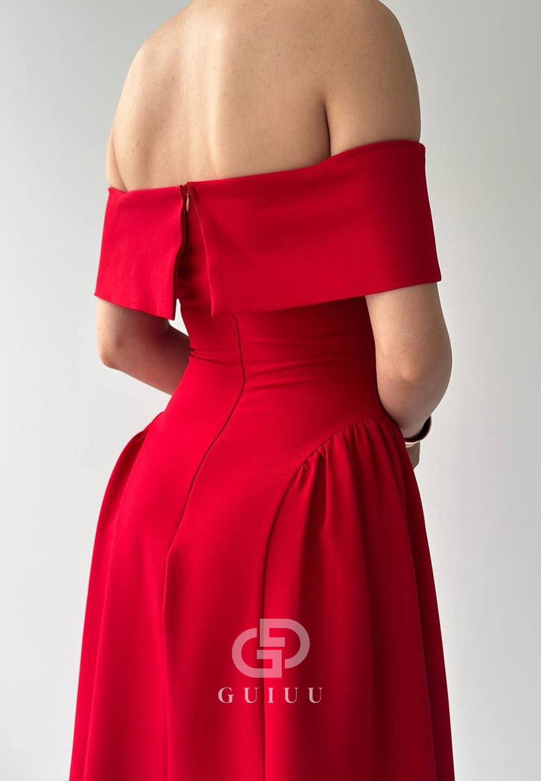 A-Line Off-Shoulder Cap Sleeves Corset Semi-Formal Dress