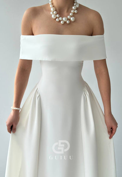 A-Line Off-Shoulder Cap Sleeves Corset Semi-Formal Dress