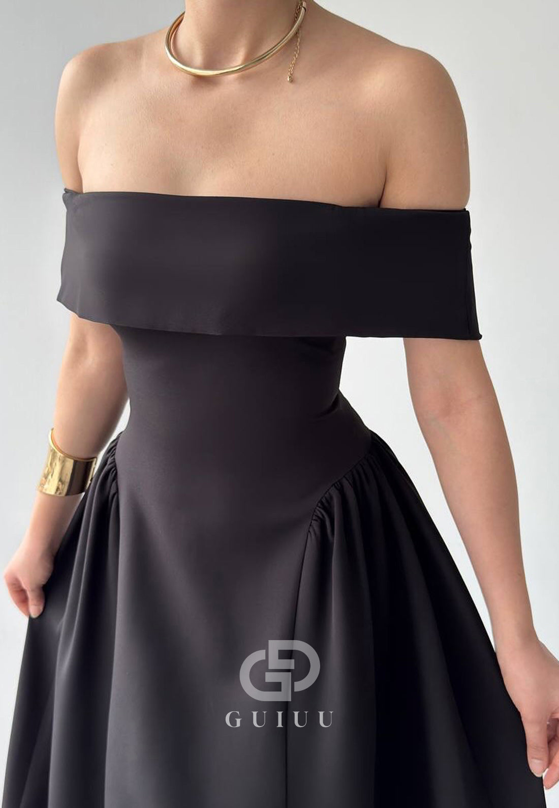 A-Line Off-Shoulder Cap Sleeves Corset Semi-Formal Dress