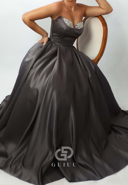 Elegant A-Line Sleeveless Sweetheart Beads Empire-Waist Evening Dress