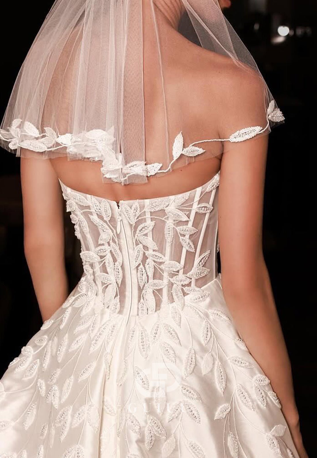 Elegant A-Line Strapless Sleeveless Corset Wedding Dress