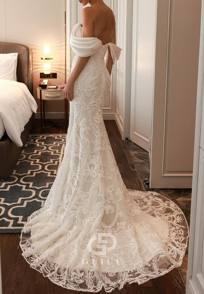 Mermaid Off-Shoulder Sweetheart Backless Lace Wedding Dress