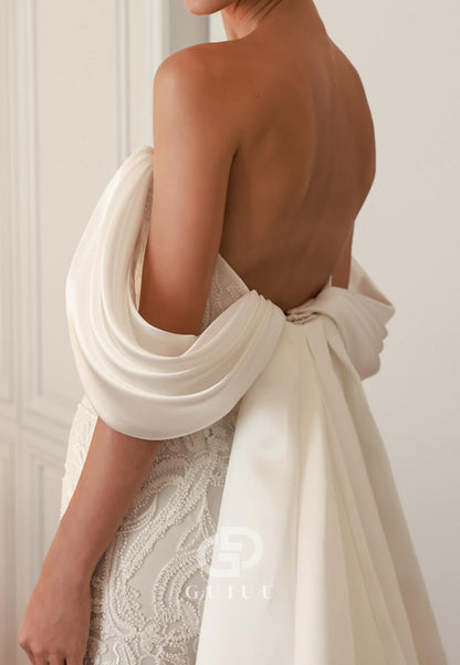 Mermaid Off-Shoulder Sweetheart Backless Lace Wedding Dress