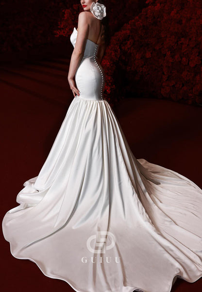 Simple Strapless Sleeveless Corset Mermaid Wedding Dress