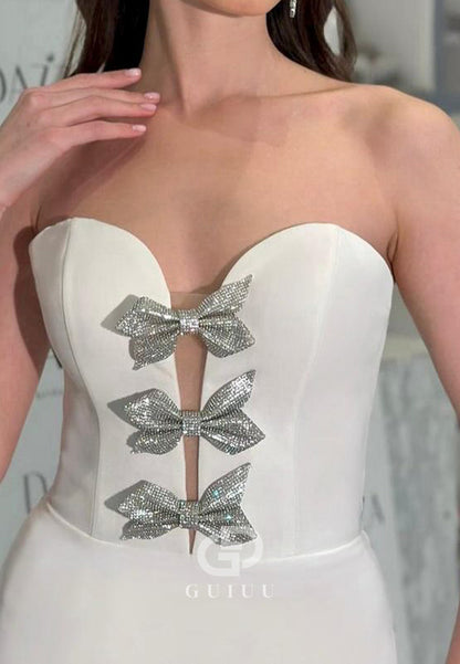 A-Line Strapless Sleeveless Corset Satin Evening Dress