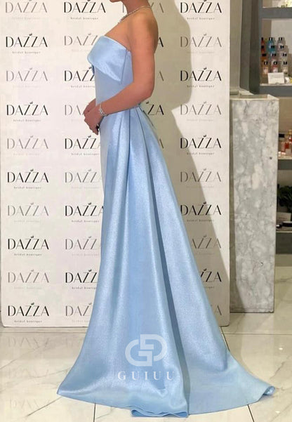 Simple Strapless Sleeveless Empire-Waist Evening Dress