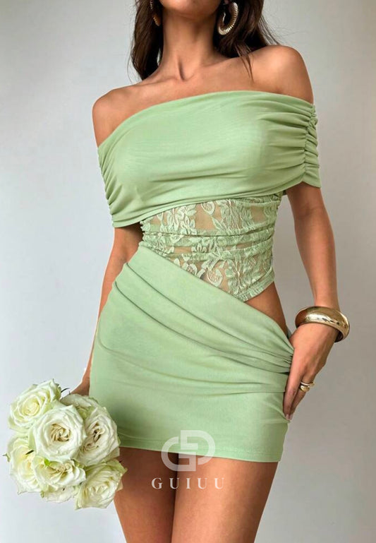 A-Line Sleeveless Strapless Corset Tulle Mini Homecoming Dress