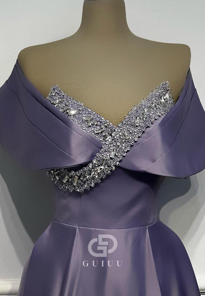 Tahiti A-Line Off-Shoulder Sequins Empire-Waist Evening Dress