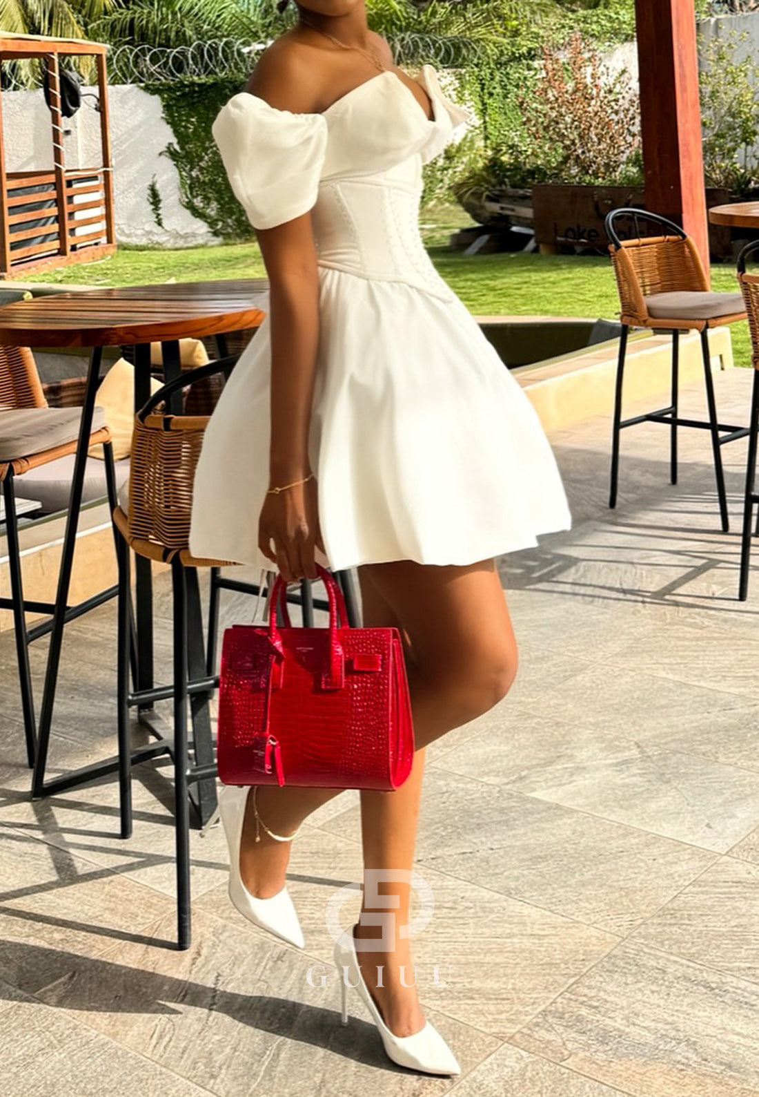 A-Line Strapless Sleeveless Mini Wedding Dress