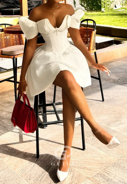 A-Line Strapless Sleeveless Mini Wedding Dress