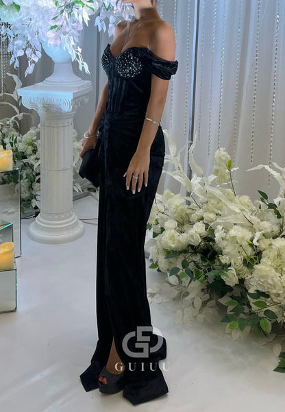 Dark Navy Sweetheart Sleeveless Corset Evening Dress