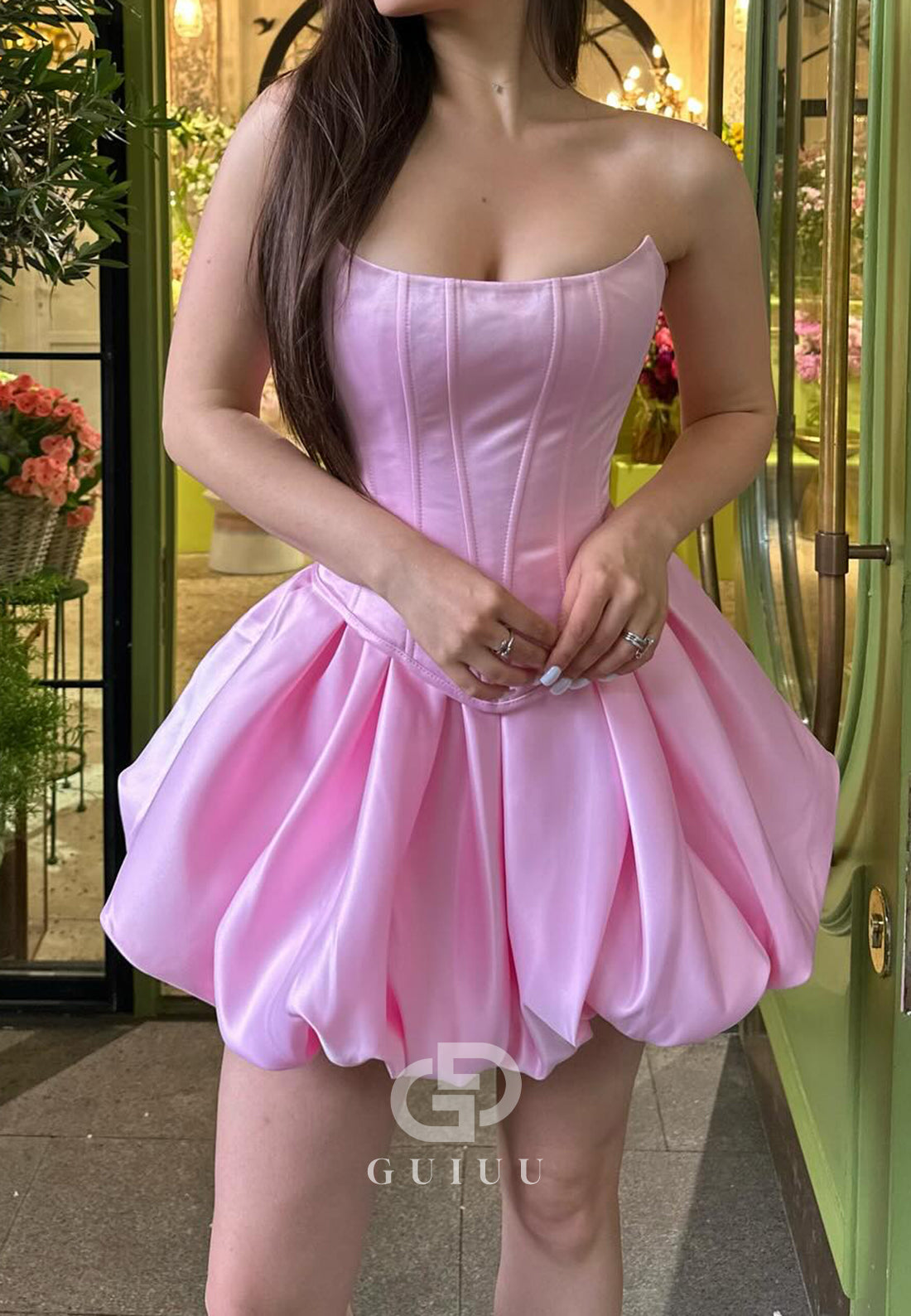 Blushing Pink Strapless Sleeveless Mini Homecoming Dress