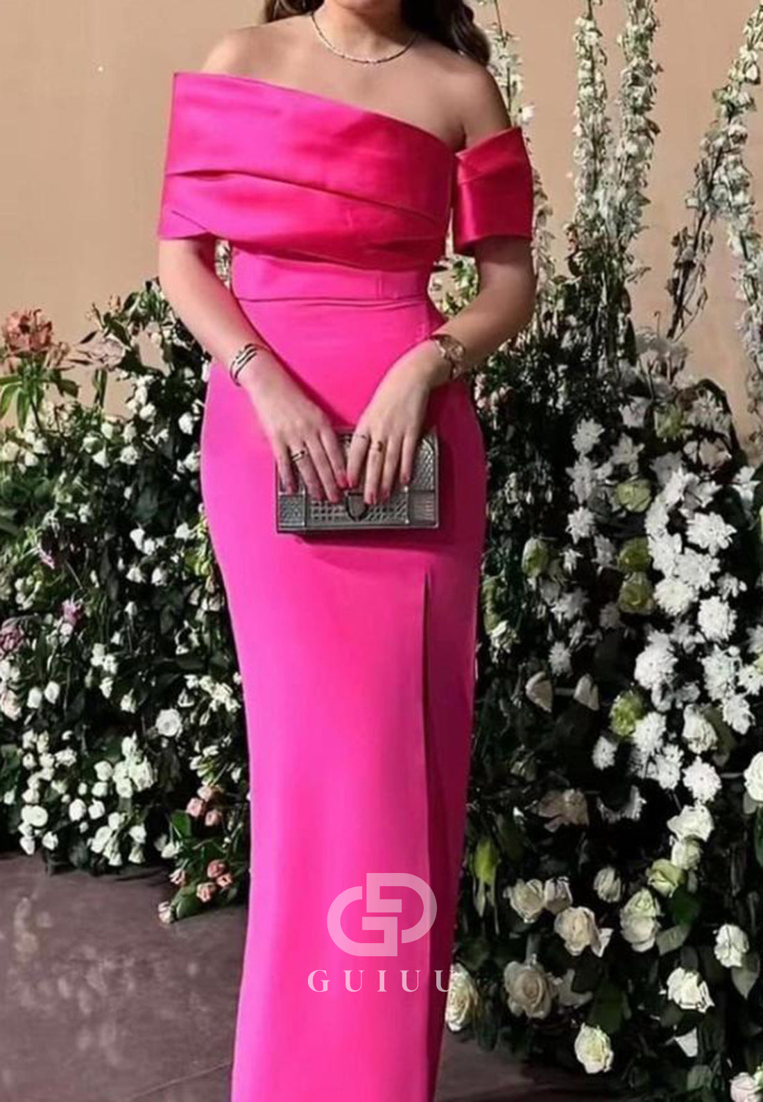 Simple Off-Shoulder Sleeveless Floor-Length Evening Dress