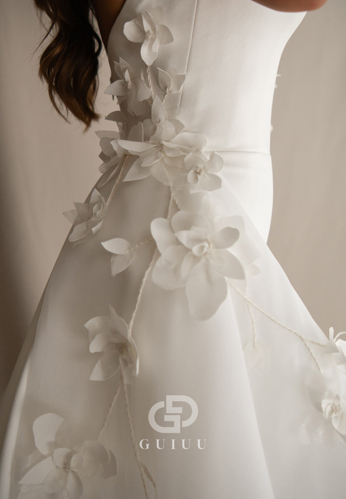 A-Line Sleeveless Strapless Ruched Sweep Train Wedding Dress