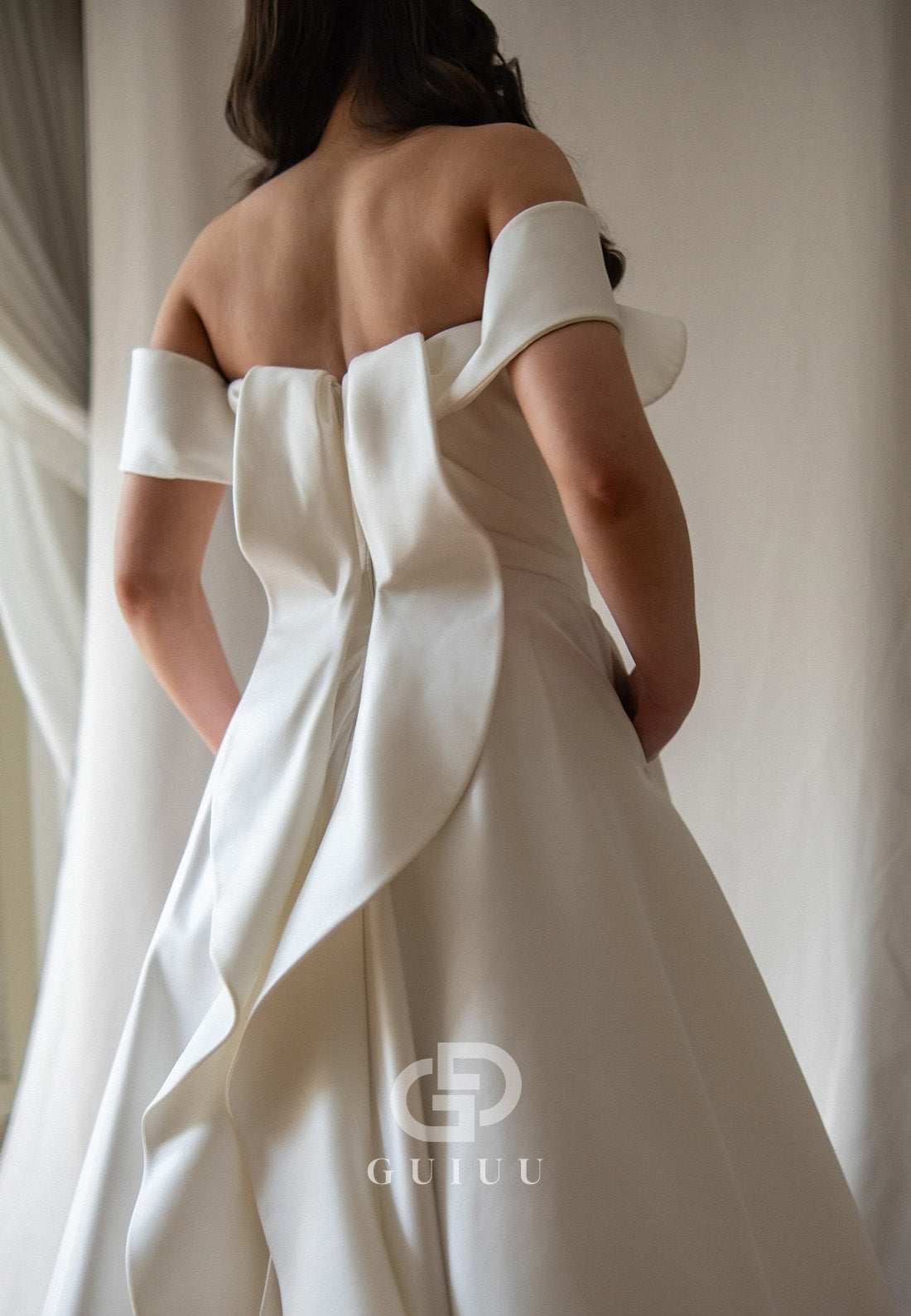 A-Line Off-Shoulder Sleeveless Ruched Wedding Dress