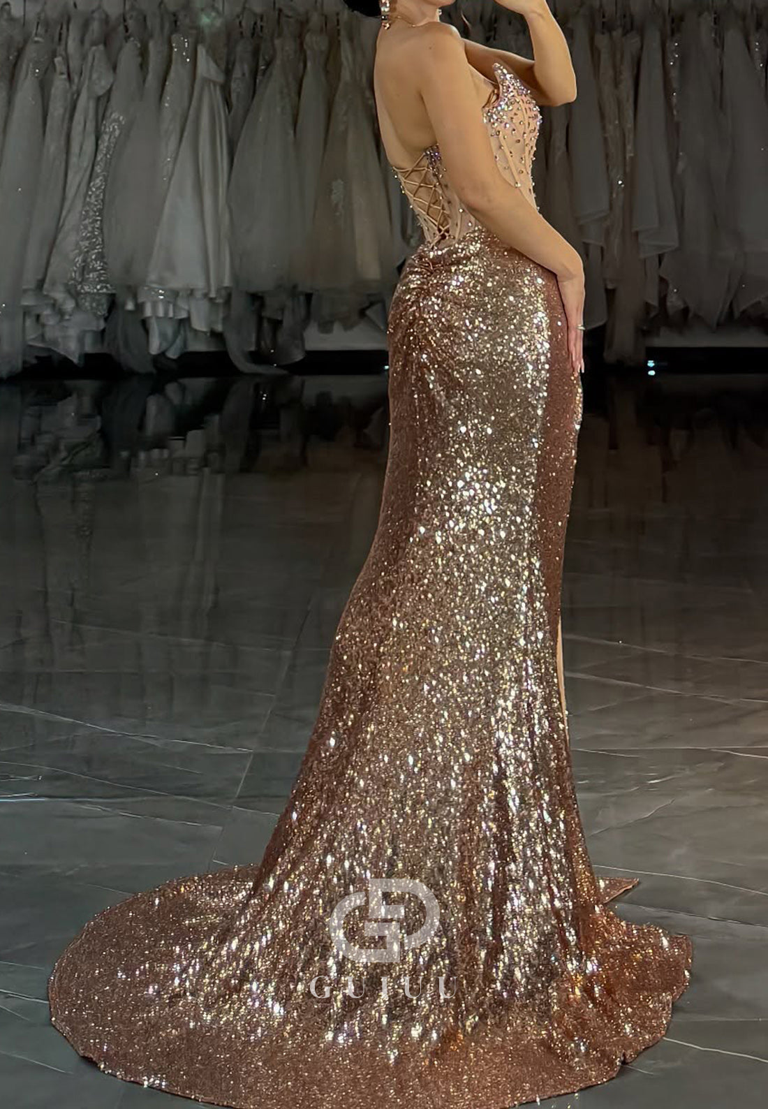 Charming Sheath Sleeveless Strapless Slit Evening Dress