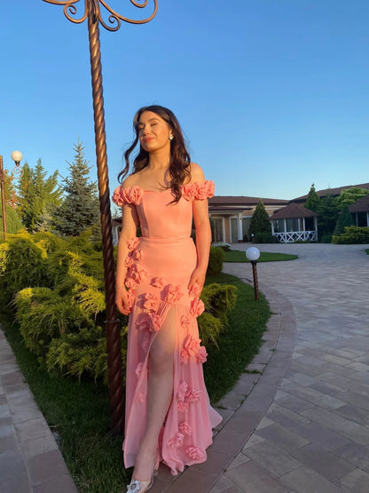 Blushing Pink Sleeveless Strapless Floral Appliques Prom Dress