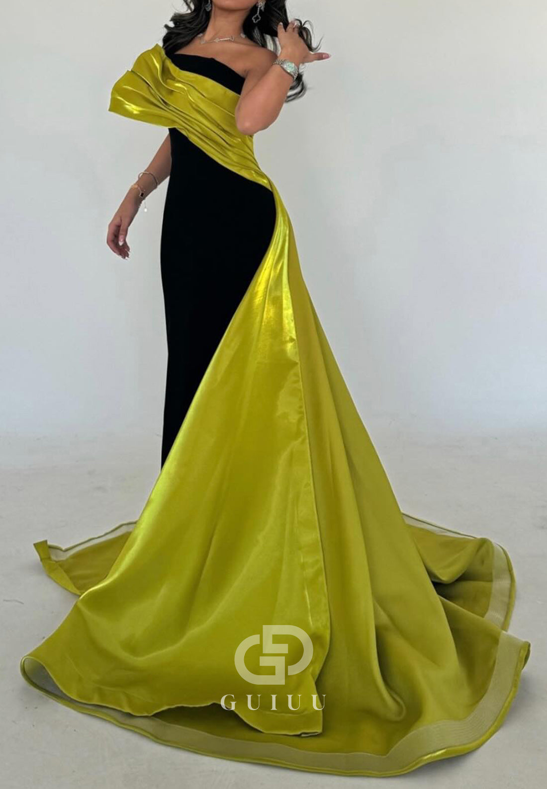 Simple One Shoulder Sleeveless Satin Evening Dress