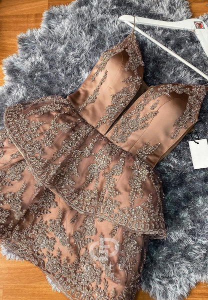 Mai Tai Spaghetti Straps V-Neck Ruffles Homecoming Dress