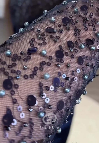 Sheath Long Sleeves Scoop Sequins Ruched Evening Dress