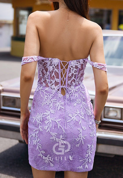 Lilac Sweetheart Sleeveless Corset Tulle Mini Homecoming Dress