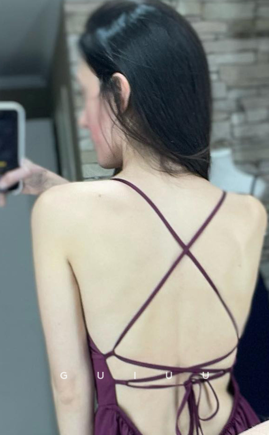 G4156 - A-Line Strapless Straps Criss-Cross Straps Long Prom Dress with Slit