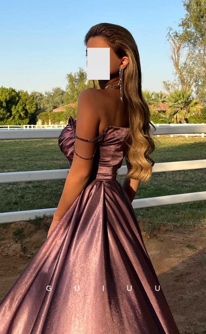 G4523 - Elegant Mermaid Sheath Strapless Sleeveless Pink Stain Pleats Prom Party Dress with Train