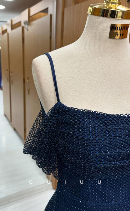 G4204 - Elegant & Timeless Mrmaid Straps Sleeveless Navy Blue Long Prom Dress