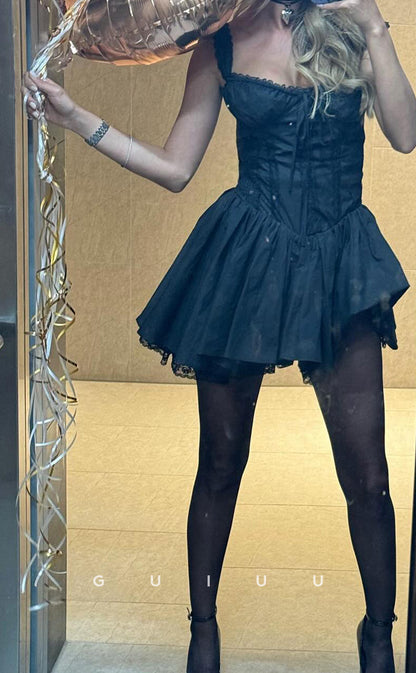 GH869 - Sexy & Hot A-Line Sweetheart Neck Straps Sleeveless Homecoming Dress