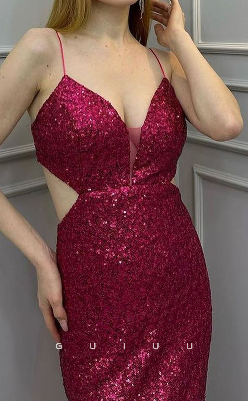 G3816 -  Sheath Strapless Straps Sleeveless Fully Sequined Long Prom Dress