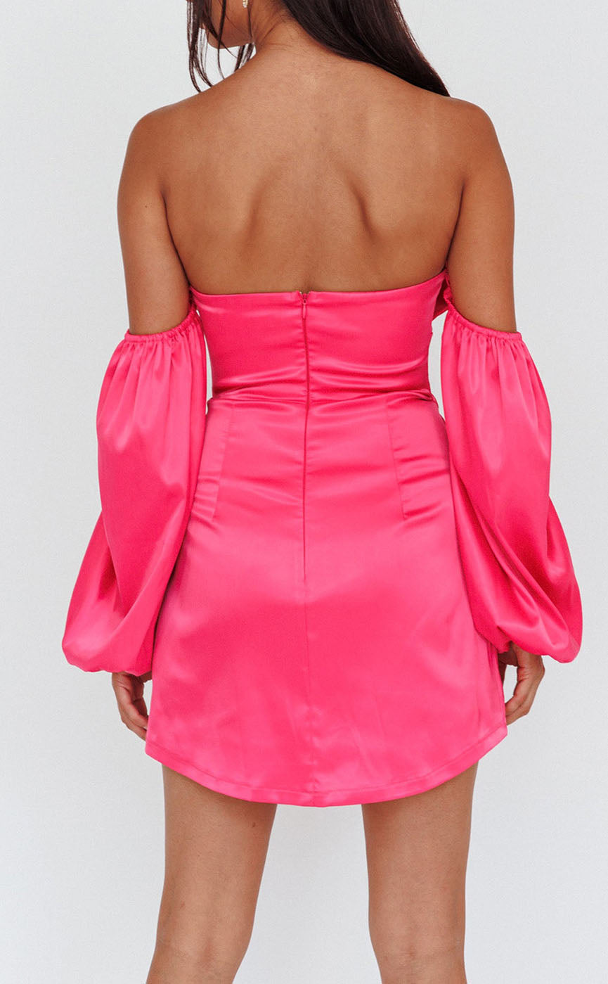 GH489 - Sheath/Column Cute Bow Short Homecoming Dress with Sleeves