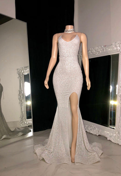 G2765 - Chic & Modern Fitted Glitter Sequins Straps Red Long Prom Evening Dress