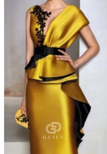 Elegant Scoop Sleeveless Empire-Waist Backless Evening Dress